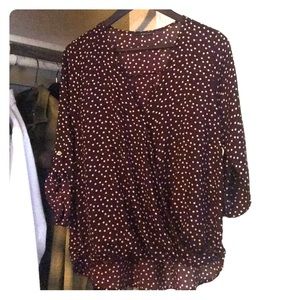 West Kei Allan Surplice rolltab high low blouse